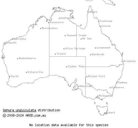crescent-marked Pilbara gehyra (Gehyra unguiculata) distribution range map