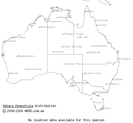 Hamersley Range spotted gehyra (Gehyra fenestrula) distribution range map