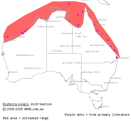 spectacled sea snake (Disteira kingii) distribution range map