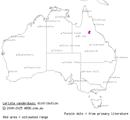 leaden-bellied fine-line slider (Lerista vanderduysi) distribution range map