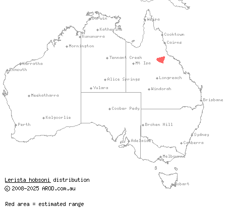 Hobson's fine-lined slider (Lerista hobsoni) distribution range map