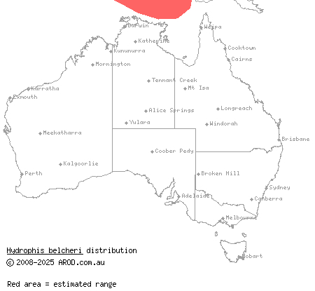 Belcher's sea snake (Hydrophis belcheri) distribution range map