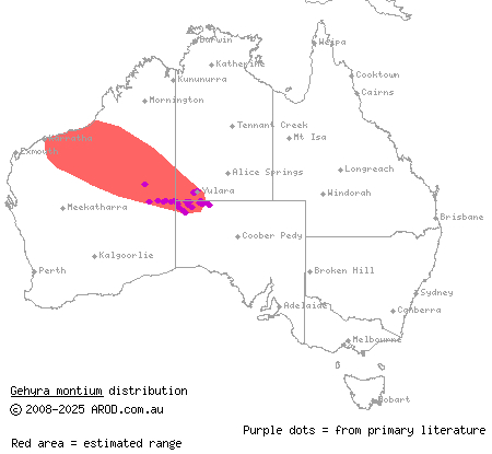 centralian dtella (Gehyra montium) distribution range map