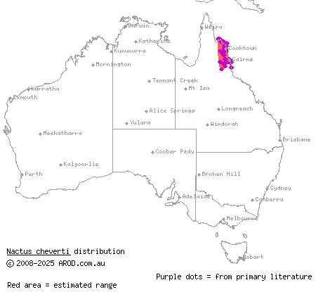 Chevert's gecko (Nactus cheverti) distribution range map