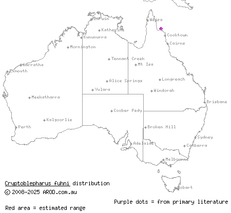 Fuhn's snake-eyed skink (Cryptoblepharus fuhni) distribution range map