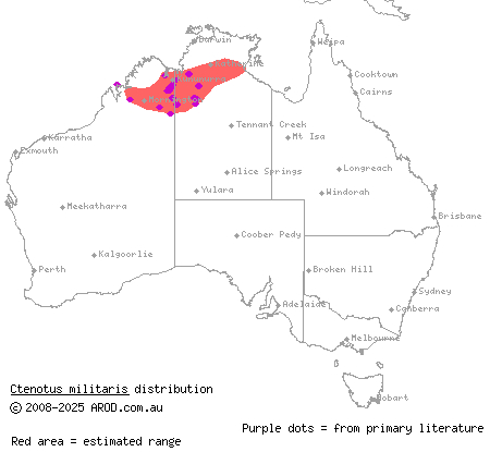 soldier ctenotus (Ctenotus militaris) distribution range map