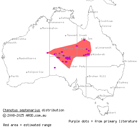 massive-gibber ctenotus (Ctenotus septenarius) distribution range map