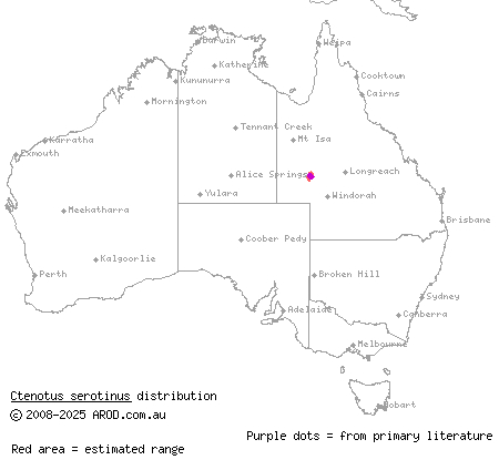 gravel-downs ctenotus (Ctenotus serotinus) distribution range map