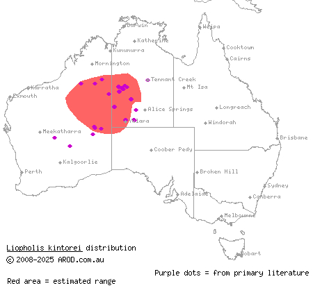 great desert skink (Liopholis kintorei) distribution range map