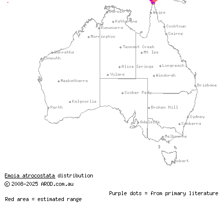 littoral whiptail-skink (Emoia atrocostata) distribution range map