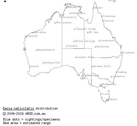 Christmas Island whiptail-skink (Emoia nativitatis) distribution range map