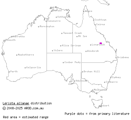 Retro slider (Lerista allanae) distribution range map