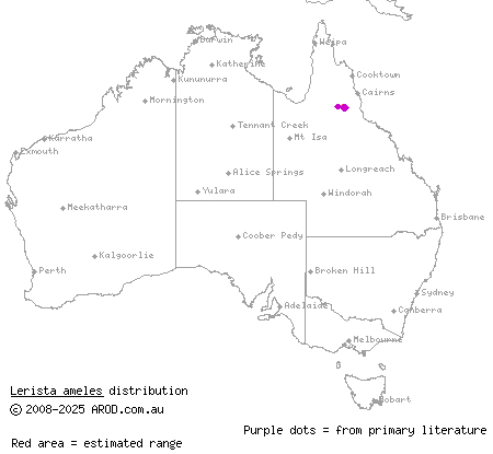 limbless fine-lined slider (Lerista ameles) distribution range map