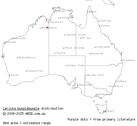 Bungle Bungle robust slider (Lerista bunglebungle) distribution range map