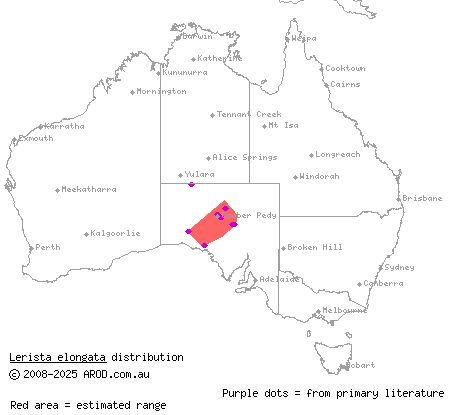 wide-striped mulch slider (Lerista elongata) distribution range map