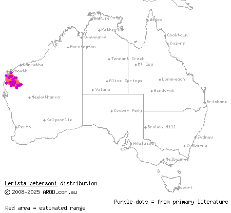 pale broad-blazed slider (Lerista petersoni) distribution range map