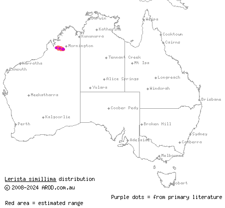 Fitzroy sandslider (Lerista simillima) distribution range map