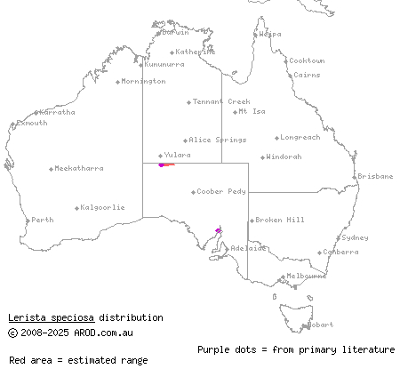 pale-striped mulch slider (Lerista speciosa) distribution range map