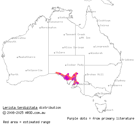 robust mulch slider (Lerista terdigitata) distribution range map