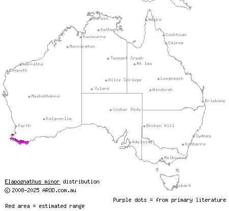 short-nosed snake (Elapognathus minor) distribution range map