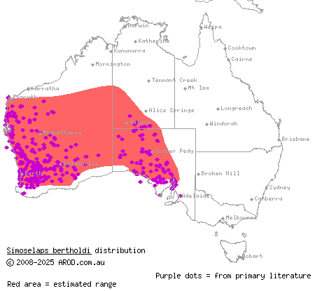 Jan's banded snake (Simoselaps bertholdi) distribution range map