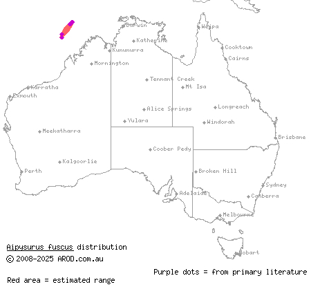 dusky sea snake (Aipysurus fuscus) distribution range map