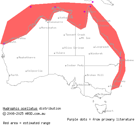 ocellated sea snake (Hydrophis ocellatus) distribution range map