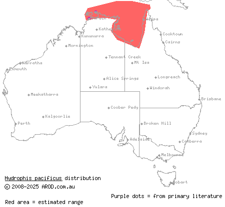 large-headed sea snake (Hydrophis pacificus) distribution range map