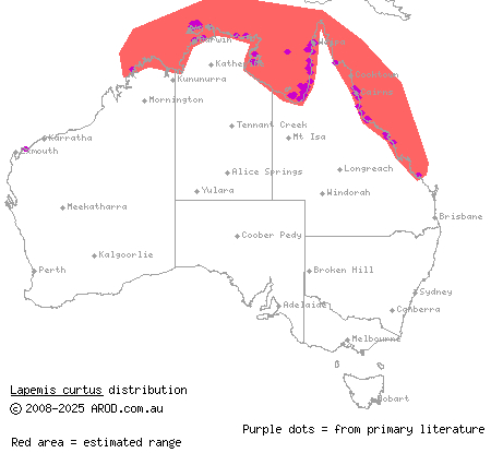 spine-bellied sea snake (Lapemis curtus) distribution range map