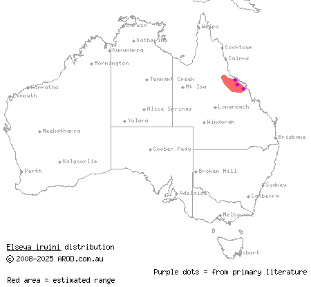 Irwin's turtle (Elseya irwini) distribution range map