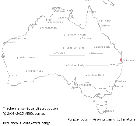 red-eared slider (Trachemys scripta) distribution range map