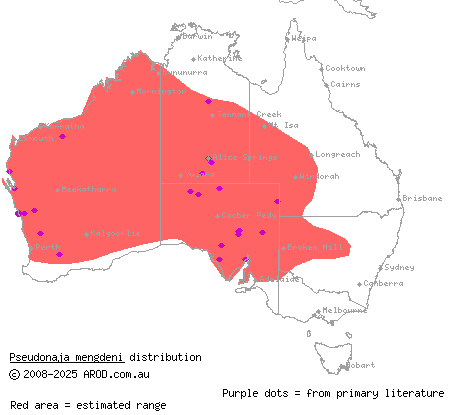 western brown snake (Pseudonaja mengdeni) distribution range map