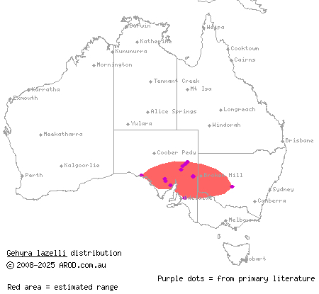 southern rock dtella (Gehyra lazelli) distribution range map